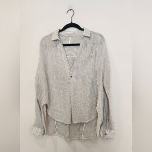 FREE PEOPLE Striped Button-Up Blouse